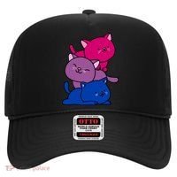 Kawaii Cat Pile Bisexual Pride Flag Cute Gift Hat thumb 0