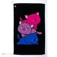 Kawaii Cat Pile Bisexual Pride Flag Cute Gift Golf Towel thumb 0