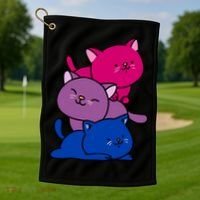 Kawaii Cat Pile Bisexual Pride Flag Cute Gift Golf Towel thumb 1