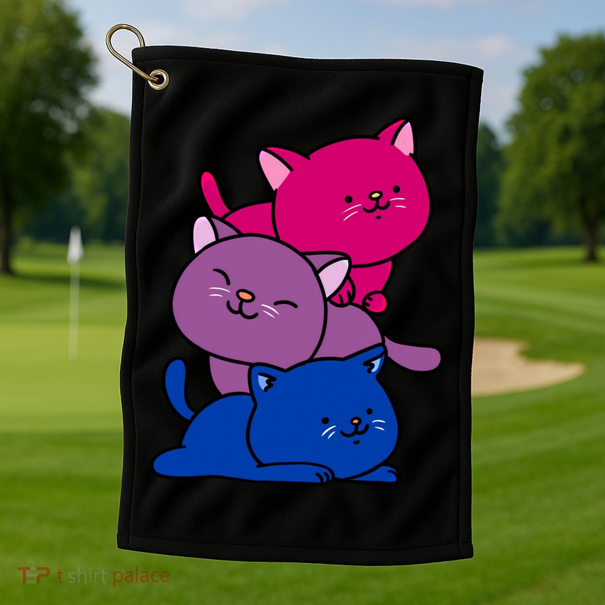 Kawaii Cat Pile Bisexual Pride Flag Cute Gift Golf Towel