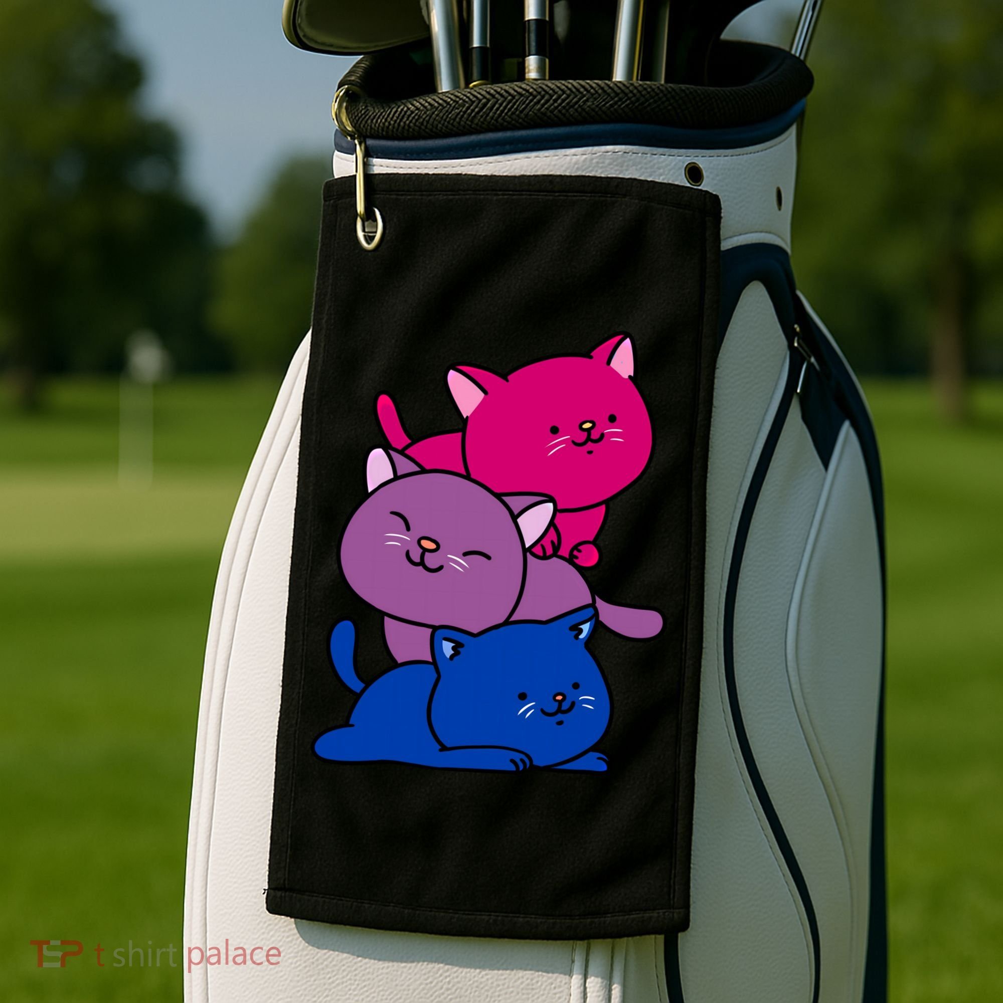 Kawaii Cat Pile Bisexual Pride Flag Cute Gift Golf Towel