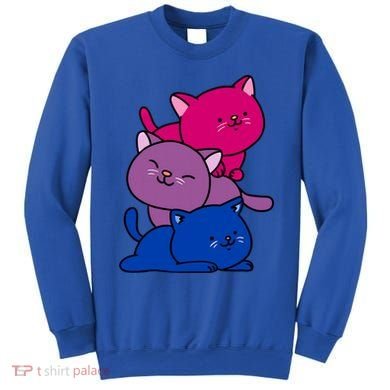 Kawaii Cat Pile Bisexual Pride Flag Cute Gift Sweatshirt