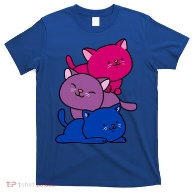 Kawaii Cat Pile Bisexual Pride Flag Cute Gift T-Shirt