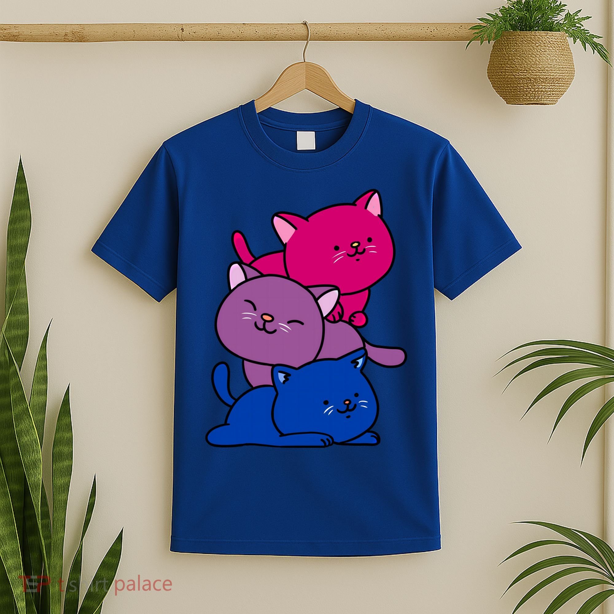 Kawaii Cat Pile Bisexual Pride Flag Cute Gift T-Shirt