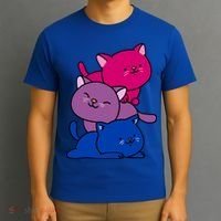 Kawaii Cat Pile Bisexual Pride Flag Cute Gift T-Shirt thumb 3