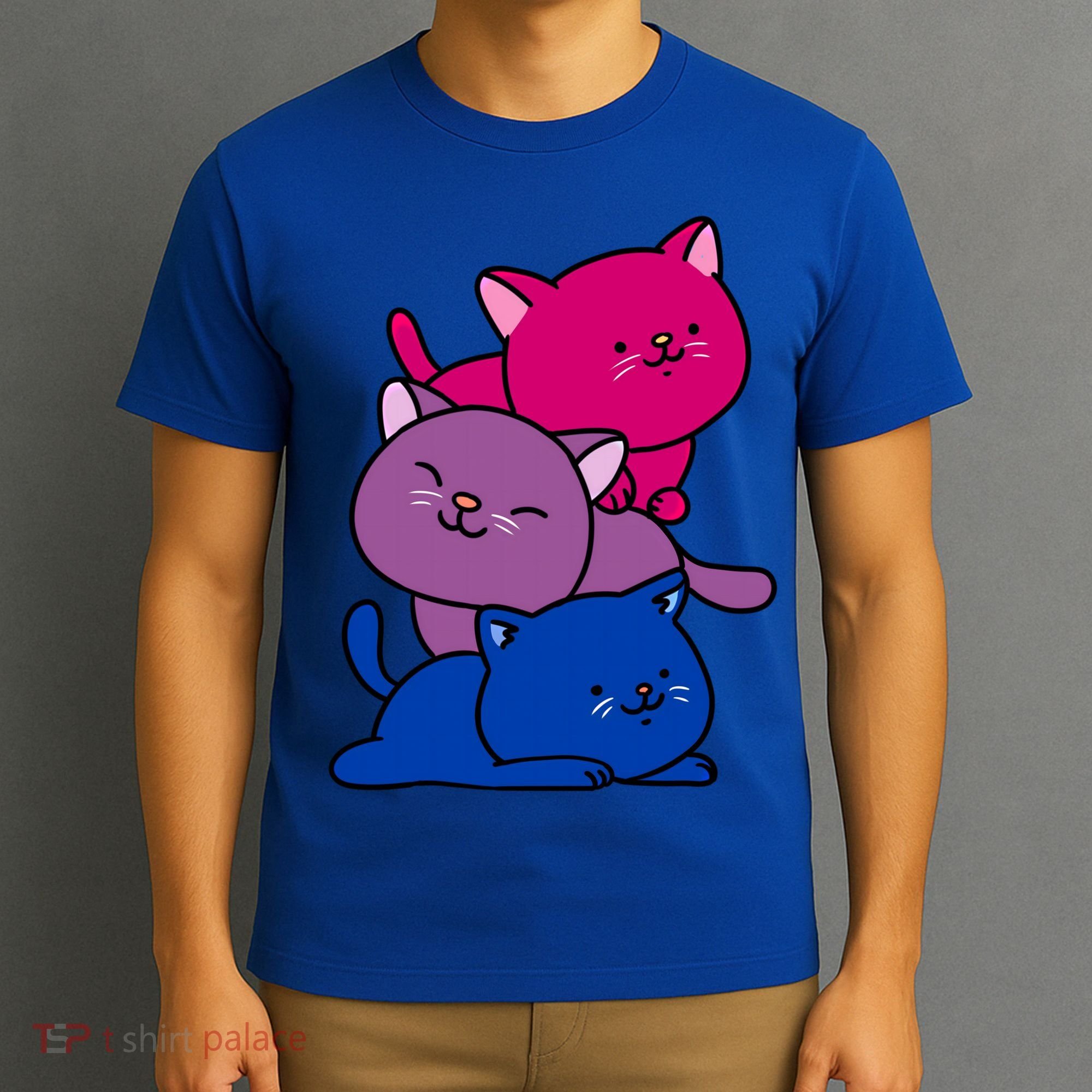Kawaii Cat Pile Bisexual Pride Flag Cute Gift T-Shirt