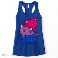 Kawaii Cat Pile Bisexual Pride Flag Cute Gift Women's Tank Top thumb 0