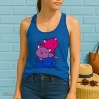Kawaii Cat Pile Bisexual Pride Flag Cute Gift Women's Tank Top thumb 2