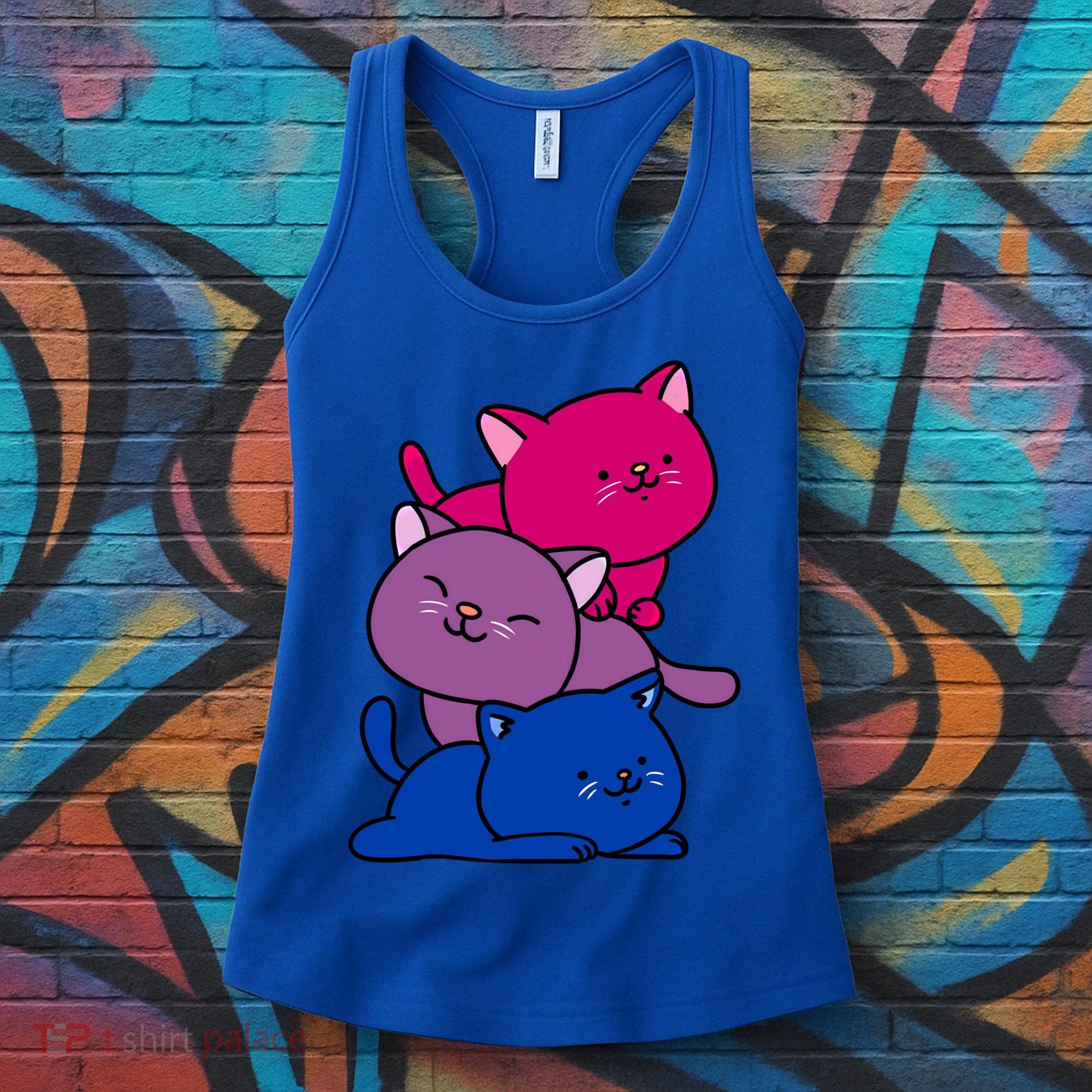 Kawaii Cat Pile Bisexual Pride Flag Cute Gift Women's Tank Top