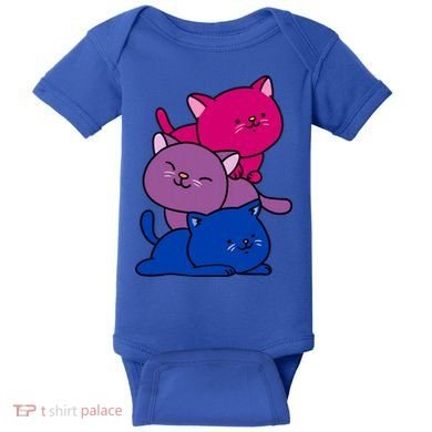 Kawaii Cat Pile Bisexual Pride Flag Cute Gift Baby Bodysuit