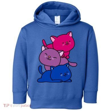Kawaii Cat Pile Bisexual Pride Flag Cute Gift Toddler Hoodie