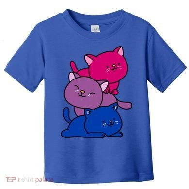 Kawaii Cat Pile Bisexual Pride Flag Cute Gift Toddler T-Shirt