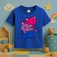 Kawaii Cat Pile Bisexual Pride Flag Cute Gift Toddler T-Shirt thumb 3