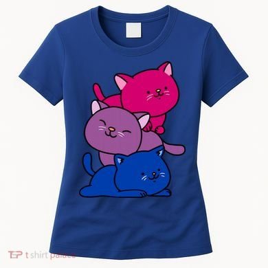 Kawaii Cat Pile Bisexual Pride Flag Cute Gift Women's T-Shirt