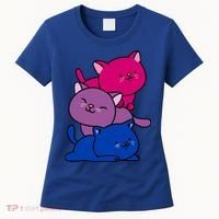 Kawaii Cat Pile Bisexual Pride Flag Cute Gift Women's T-Shirt thumb 0