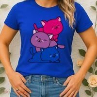 Kawaii Cat Pile Bisexual Pride Flag Cute Gift Women's T-Shirt thumb 2