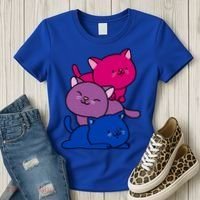 Kawaii Cat Pile Bisexual Pride Flag Cute Gift Women's T-Shirt thumb 3