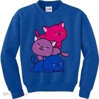 Kawaii Cat Pile Bisexual Pride Flag Cute Gift Kids Sweatshirt thumb 0
