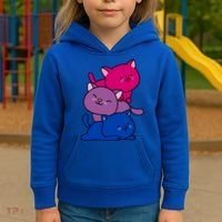 Kawaii Cat Pile Bisexual Pride Flag Cute Gift Kids Hoodie thumb 3
