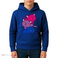 Kawaii Cat Pile Bisexual Pride Flag Cute Gift Kids Hoodie thumb 4