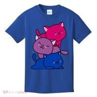 Kawaii Cat Pile Bisexual Pride Flag Cute Gift Kids T-Shirt thumb 0