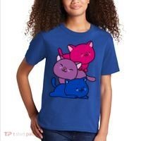 Kawaii Cat Pile Bisexual Pride Flag Cute Gift Kids T-Shirt thumb 2