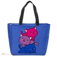 Kawaii Cat Pile Bisexual Pride Flag Cute Gift Tote Bag thumb 0