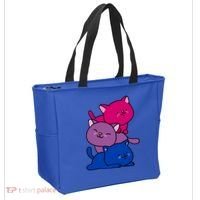 Kawaii Cat Pile Bisexual Pride Flag Cute Gift Tote Bag thumb 2