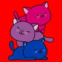 Kawaii Cat Pile Bisexual Pride Flag Cute Gift Santa Hat thumb 1