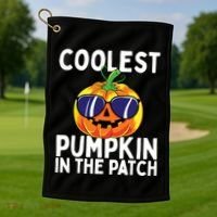 Kids Coolest Pumpkin In The Patch Halloween Boy Girls Teens Golf Towel thumb 1
