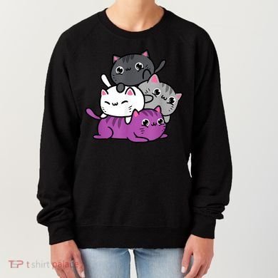 Kawaii Cat Pile Asexual Pride Women's Sweatshirt