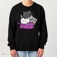 Kawaii Cat Pile Asexual Pride Women's Sweatshirt thumb 0