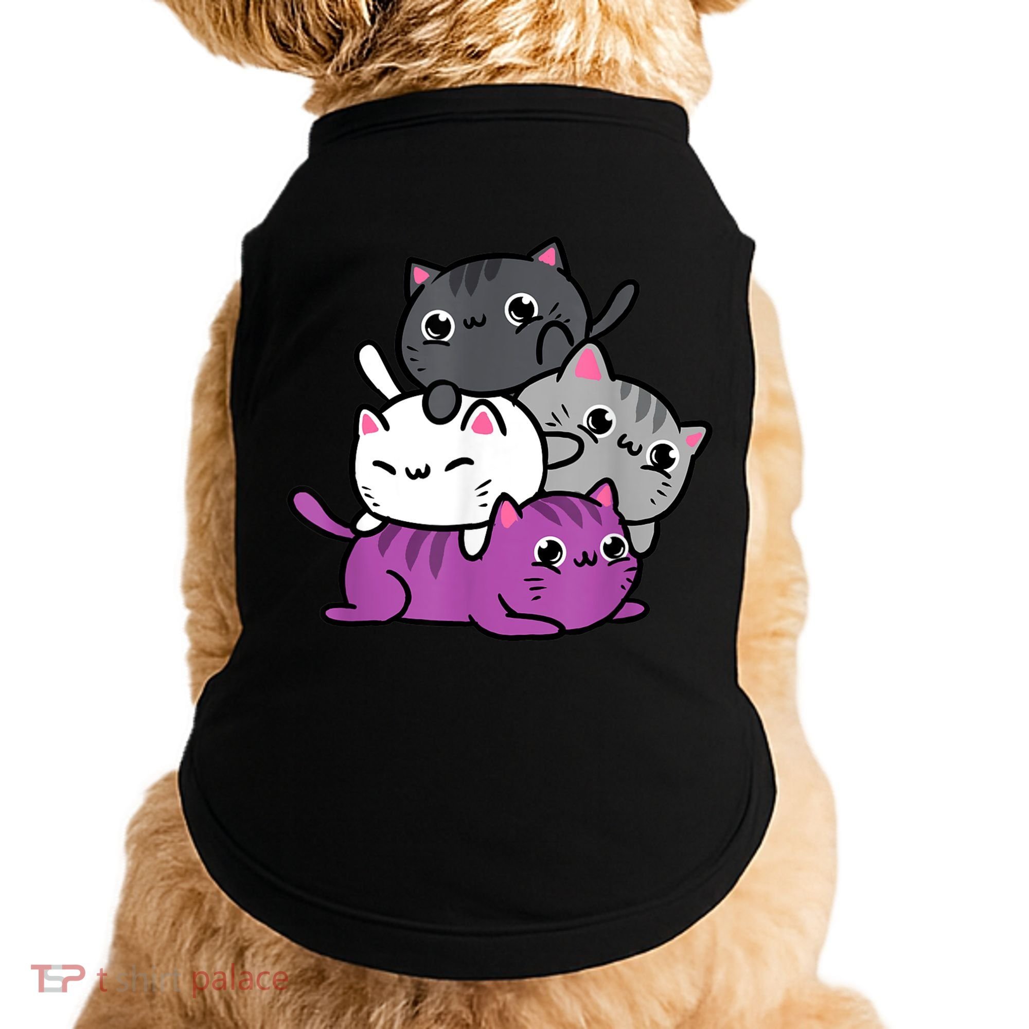 Kawaii Cat Pile Asexual Pride Doggie Tank