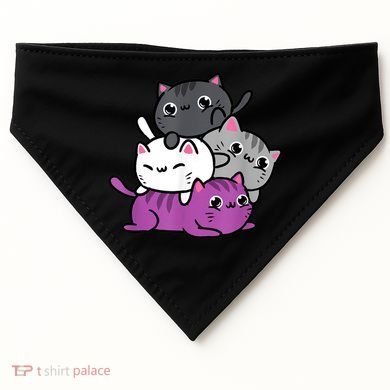 Kawaii Cat Pile Asexual Pride USA-Made Doggie Bandana