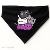 Kawaii Cat Pile Asexual Pride USA-Made Doggie Bandana thumb 0
