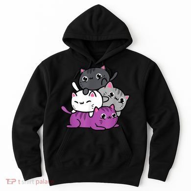 Kawaii Cat Pile Asexual Pride Hoodie