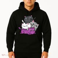 Kawaii Cat Pile Asexual Pride Hoodie thumb 2