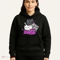 Kawaii Cat Pile Asexual Pride Hoodie thumb 5