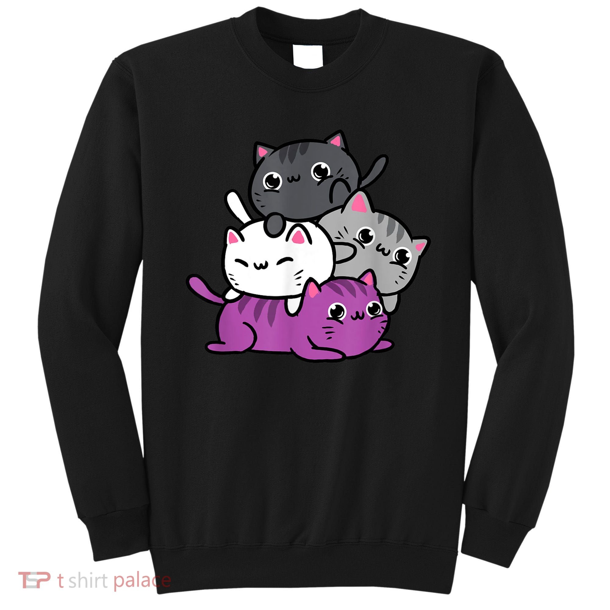 Kawaii Cat Pile Asexual Pride Sweatshirt