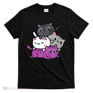Kawaii Cat Pile Asexual Pride T-Shirt