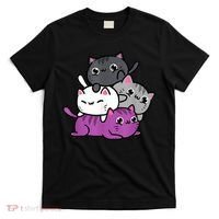 Kawaii Cat Pile Asexual Pride T-Shirt thumb 0