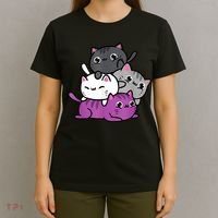 Kawaii Cat Pile Asexual Pride T-Shirt thumb 4
