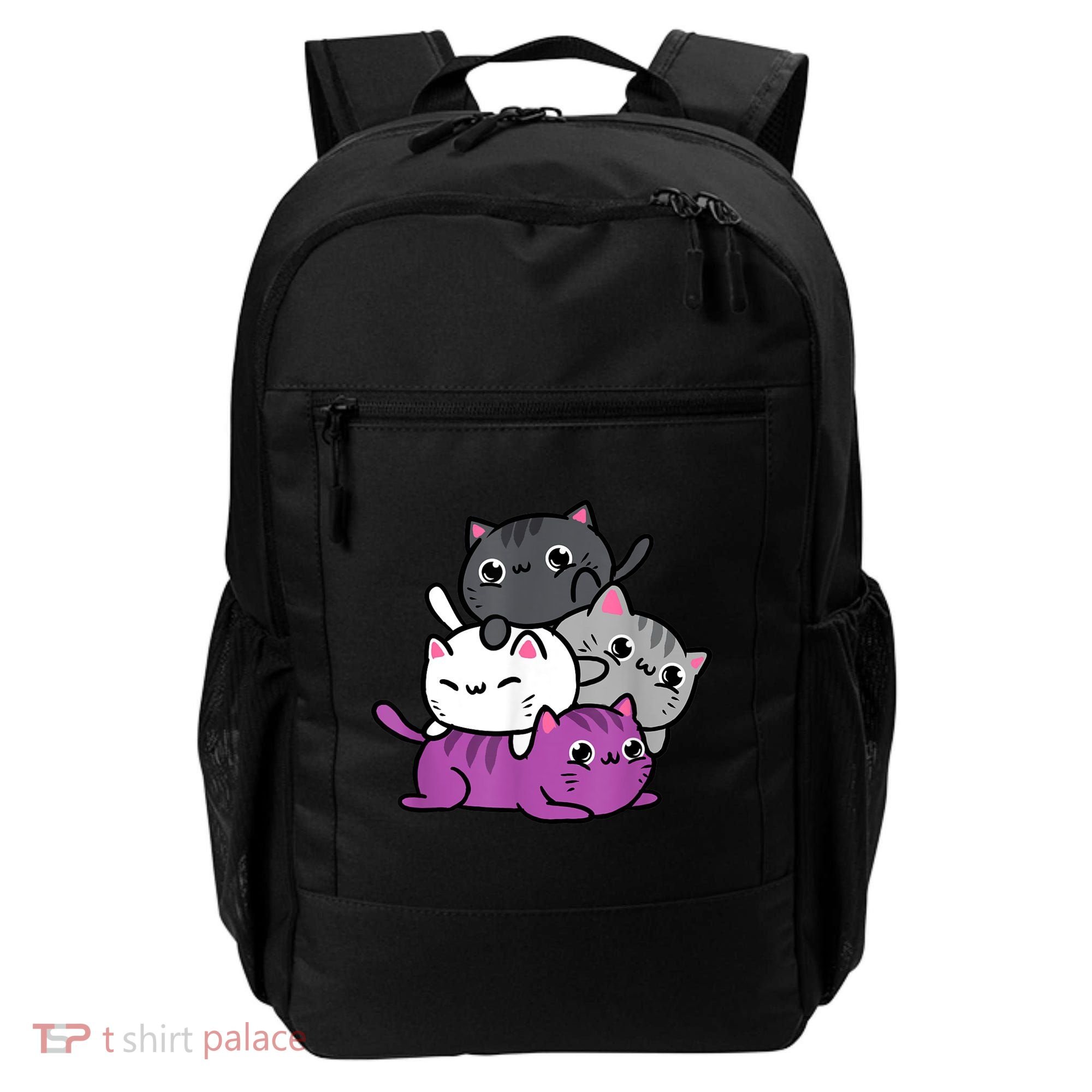 Kawaii Cat Pile Asexual Pride Backpack