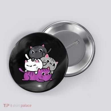 Kawaii Cat Pile Asexual Pride Button