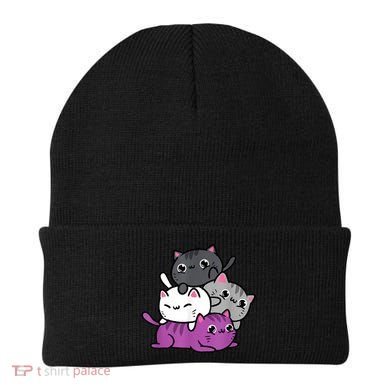 Kawaii Cat Pile Asexual Pride Beanie