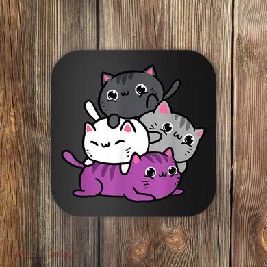Kawaii Cat Pile Asexual Pride Coaster
