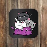 Kawaii Cat Pile Asexual Pride Coaster thumb 0