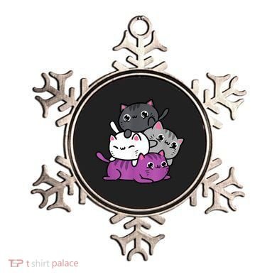 Kawaii Cat Pile Asexual Pride Ornament