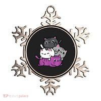 Kawaii Cat Pile Asexual Pride Ornament thumb 0