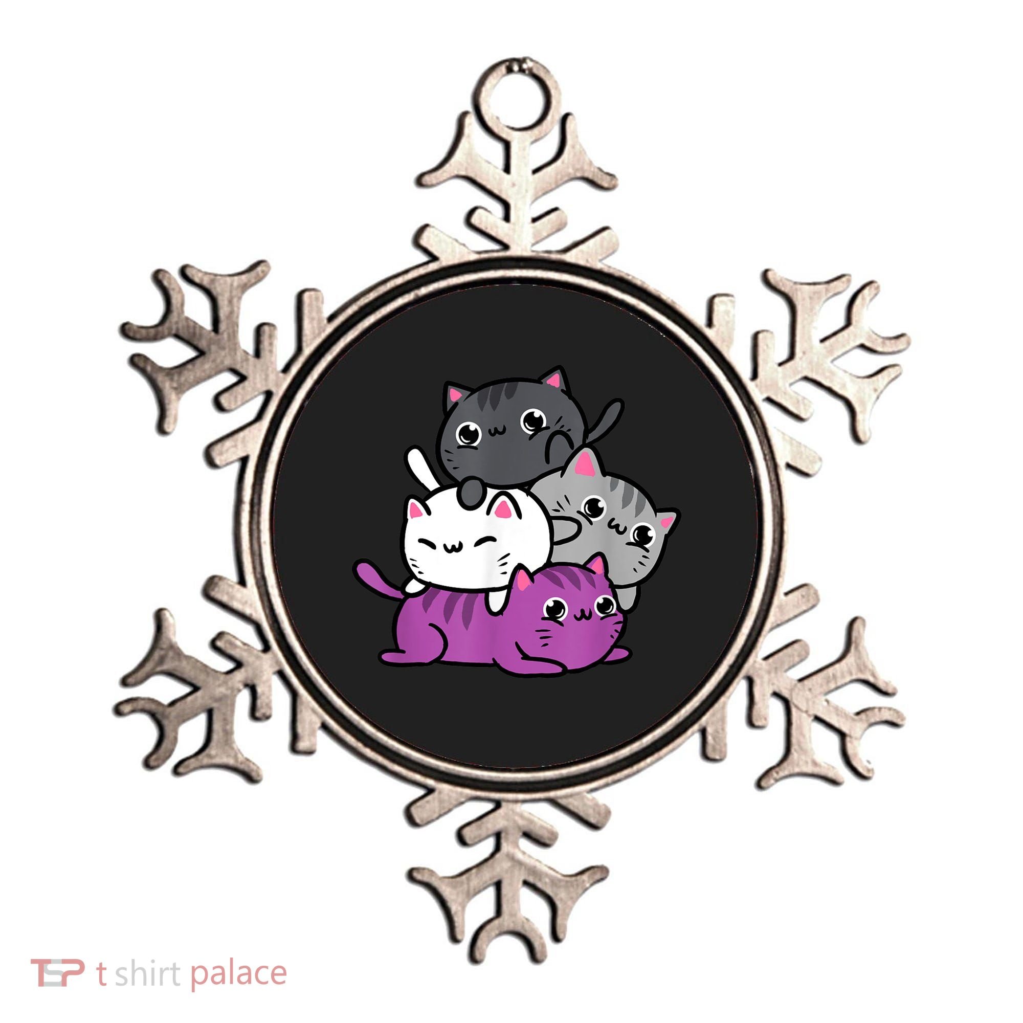 Kawaii Cat Pile Asexual Pride Ornament